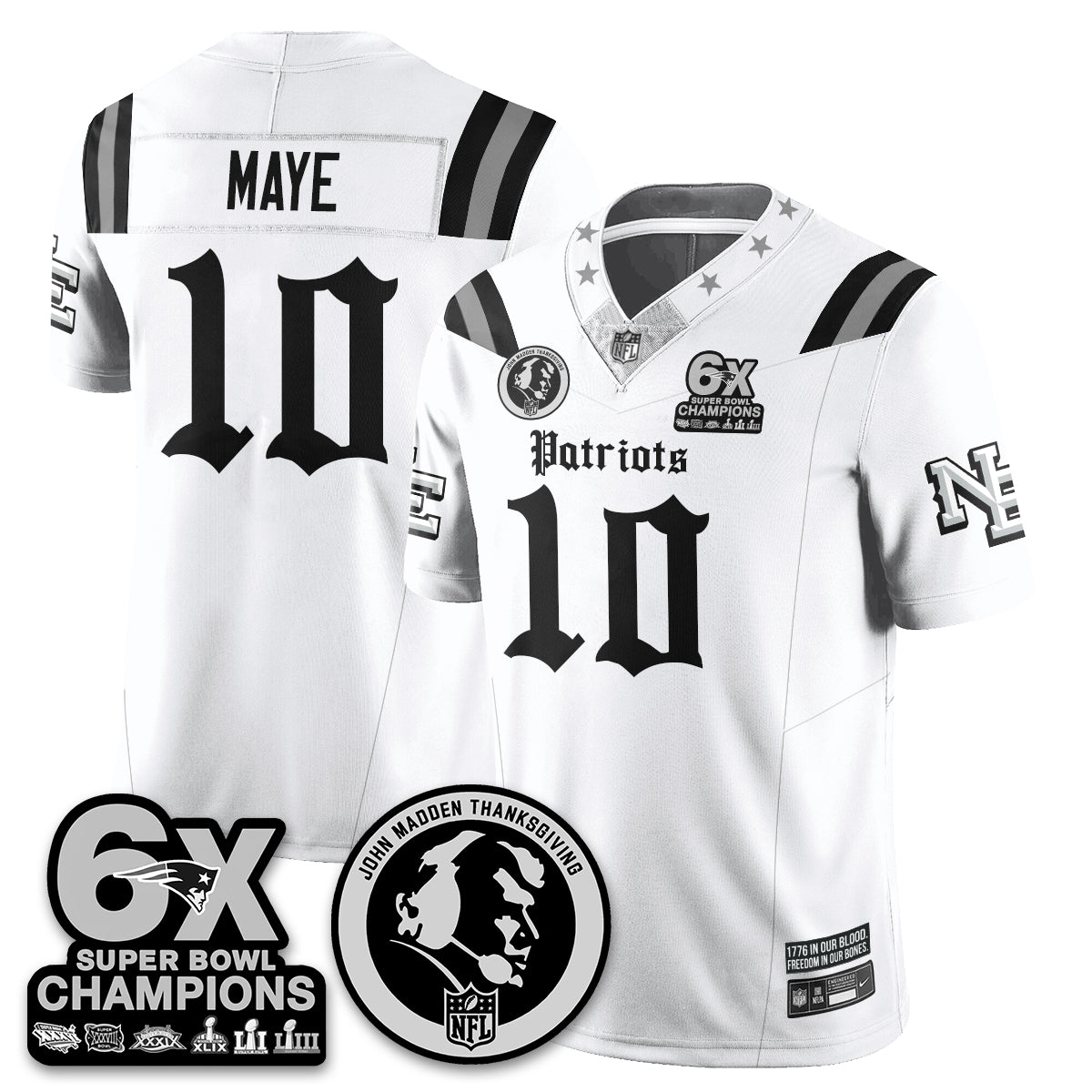 NE Gothic 6x Champions Patch Vapor Limited Jersey - John Madden Patch - All Stitched