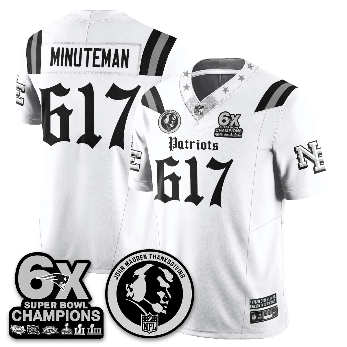 NE Gothic 6x Champions Patch Vapor Limited Jersey - John Madden Patch - All Stitched