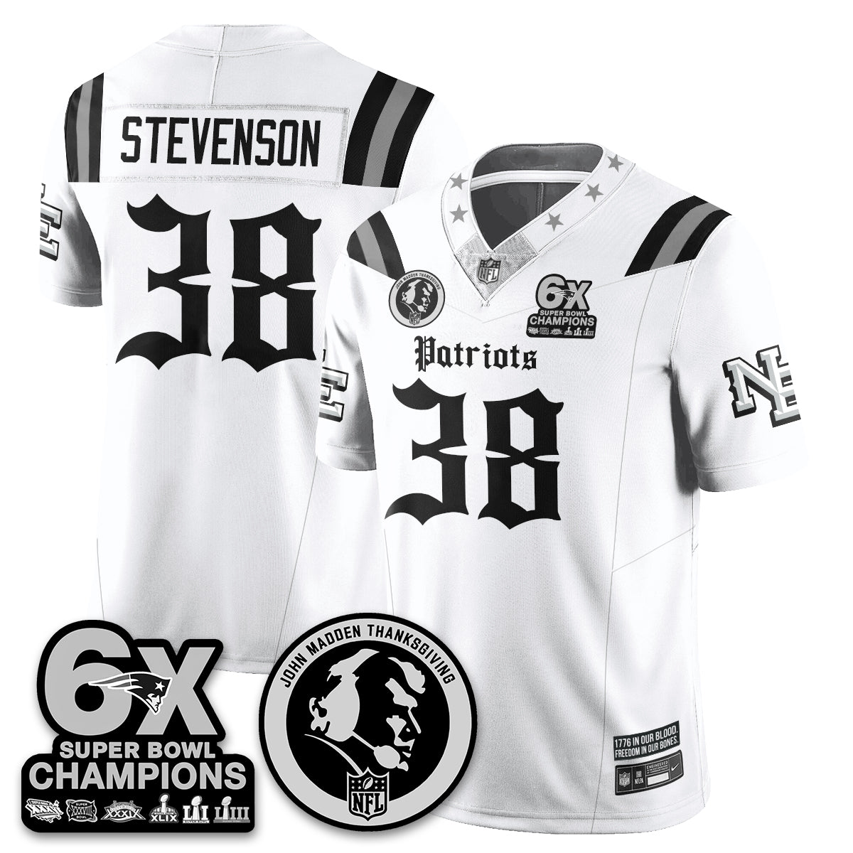 NE Gothic 6x Champions Patch Vapor Limited Jersey - John Madden Patch - All Stitched