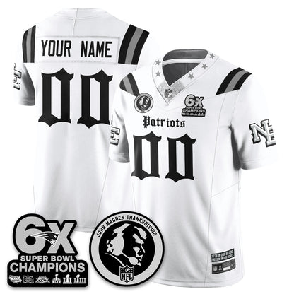 NE Gothic 6x Champions Patch Vapor Limited Custom Jersey - John Madden Patch - All Stitched