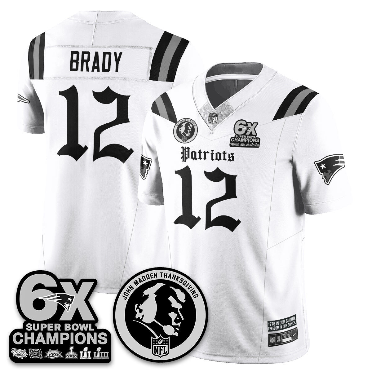 NE Gothic 6x Champions Patch Vapor Limited Jersey - John Madden Patch - All Stitched