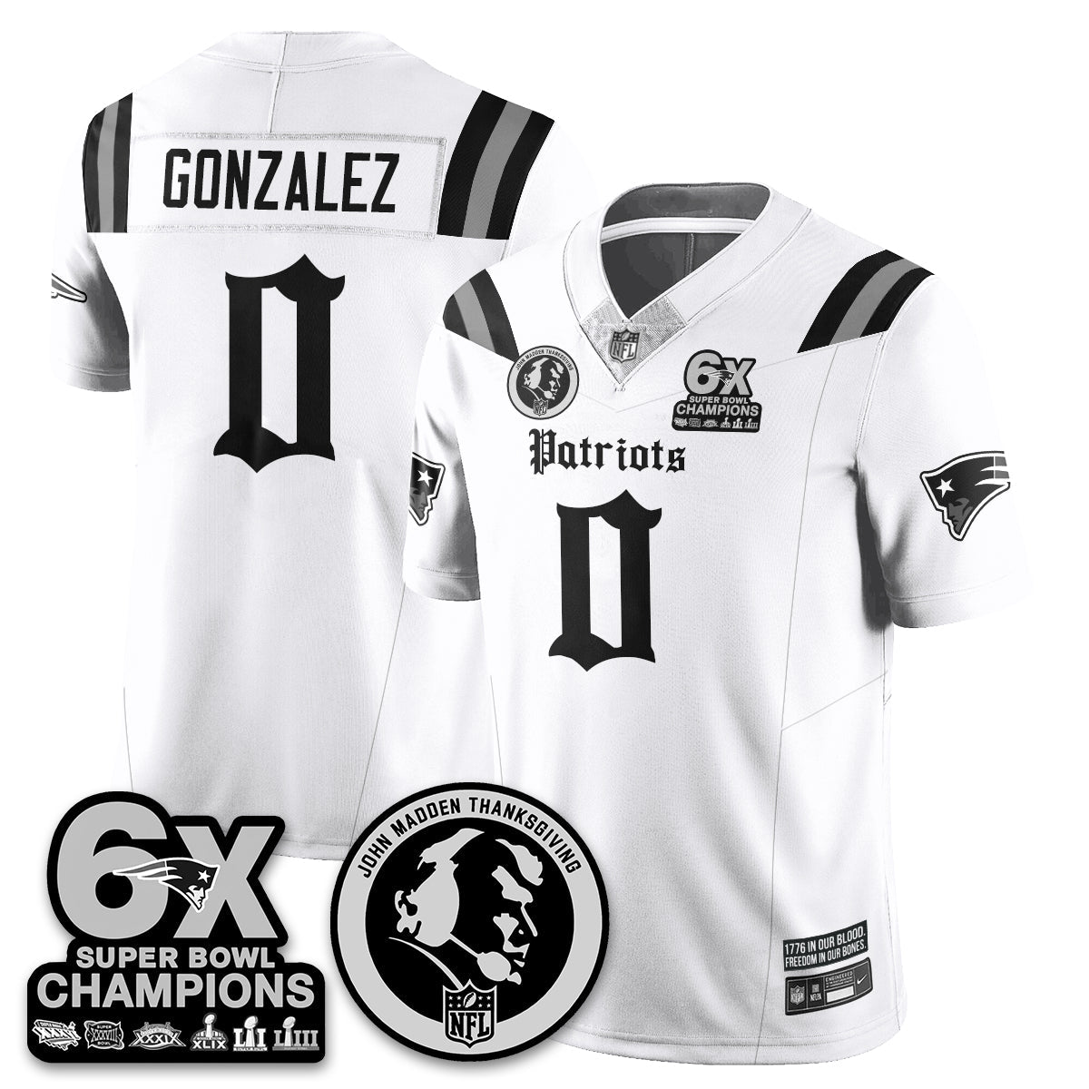 NE Gothic 6x Champions Patch Vapor Limited Jersey - John Madden Patch - All Stitched