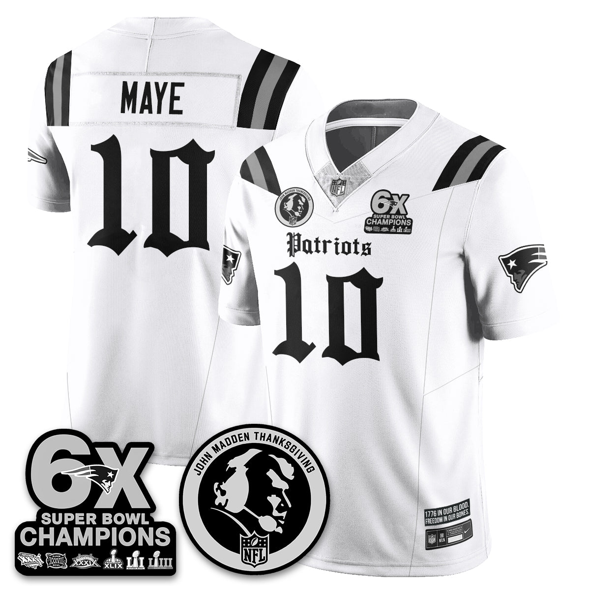 NE Gothic 6x Champions Patch Vapor Limited Jersey - John Madden Patch - All Stitched