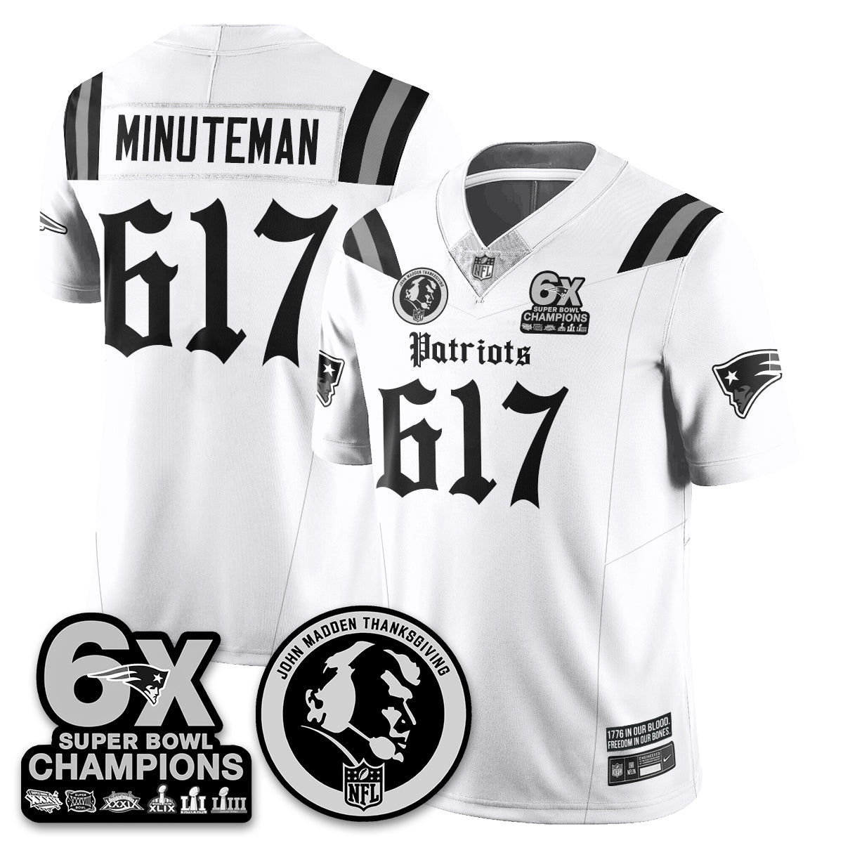 NE Gothic 6x Champions Patch Vapor Limited Jersey - John Madden Patch - All Stitched