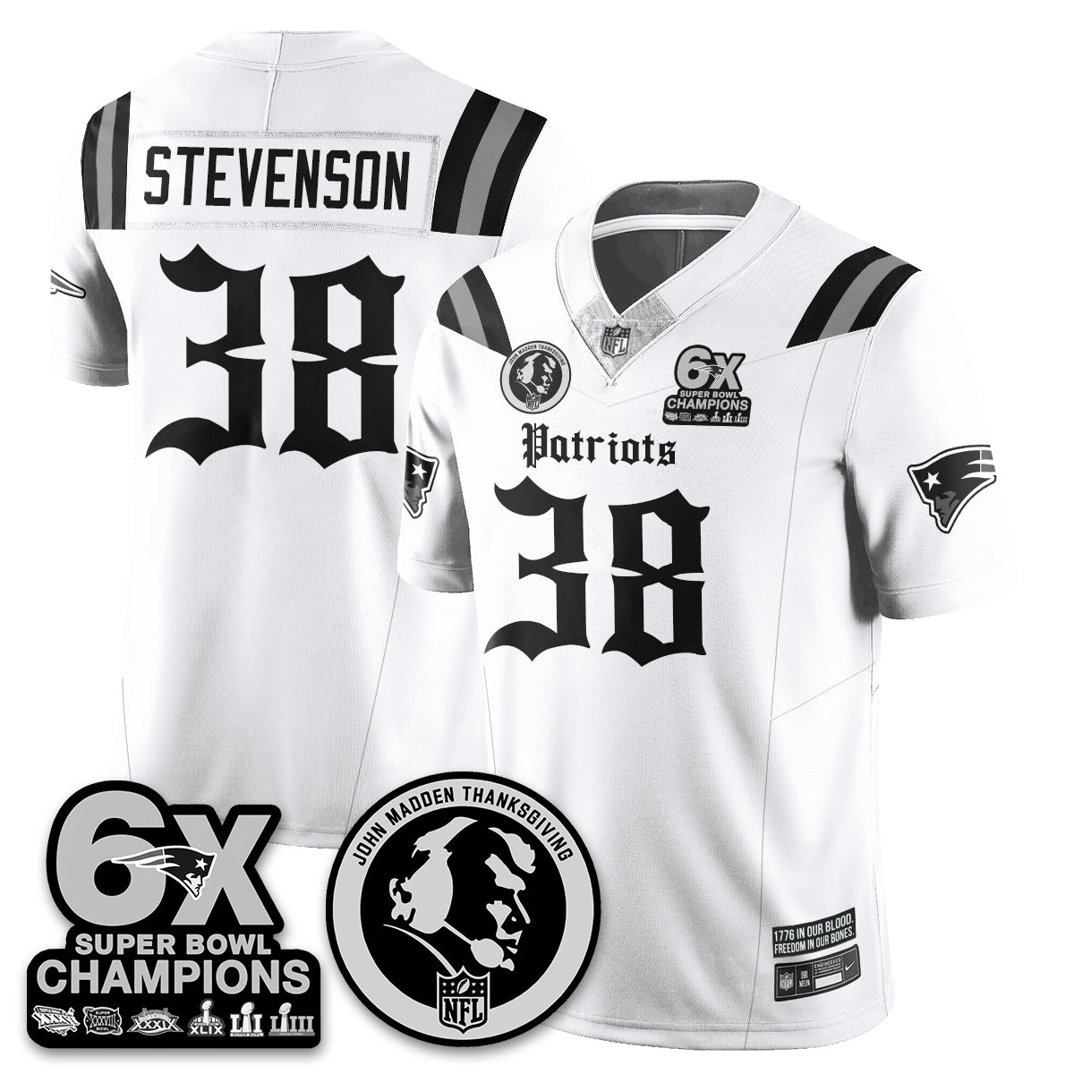 NE Gothic 6x Champions Patch Vapor Limited Jersey - John Madden Patch - All Stitched