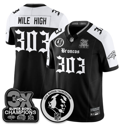DEN Gothic 3x Champions Vapor Limited Jersey - John Madden Patch - All Stitched