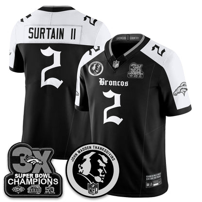 DEN Gothic 3x Champions Vapor Limited Jersey - John Madden Patch - All Stitched