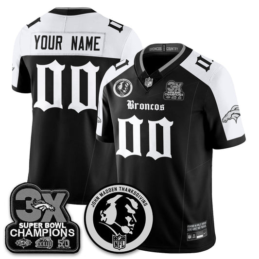 DEN Gothic 3x Champions Vapor Limited Custom Jersey - John Madden Patch - All Stitched