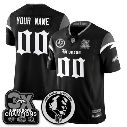 DEN Gothic 3x Champions Vapor Limited Jersey - John Madden Patch - All Stitched