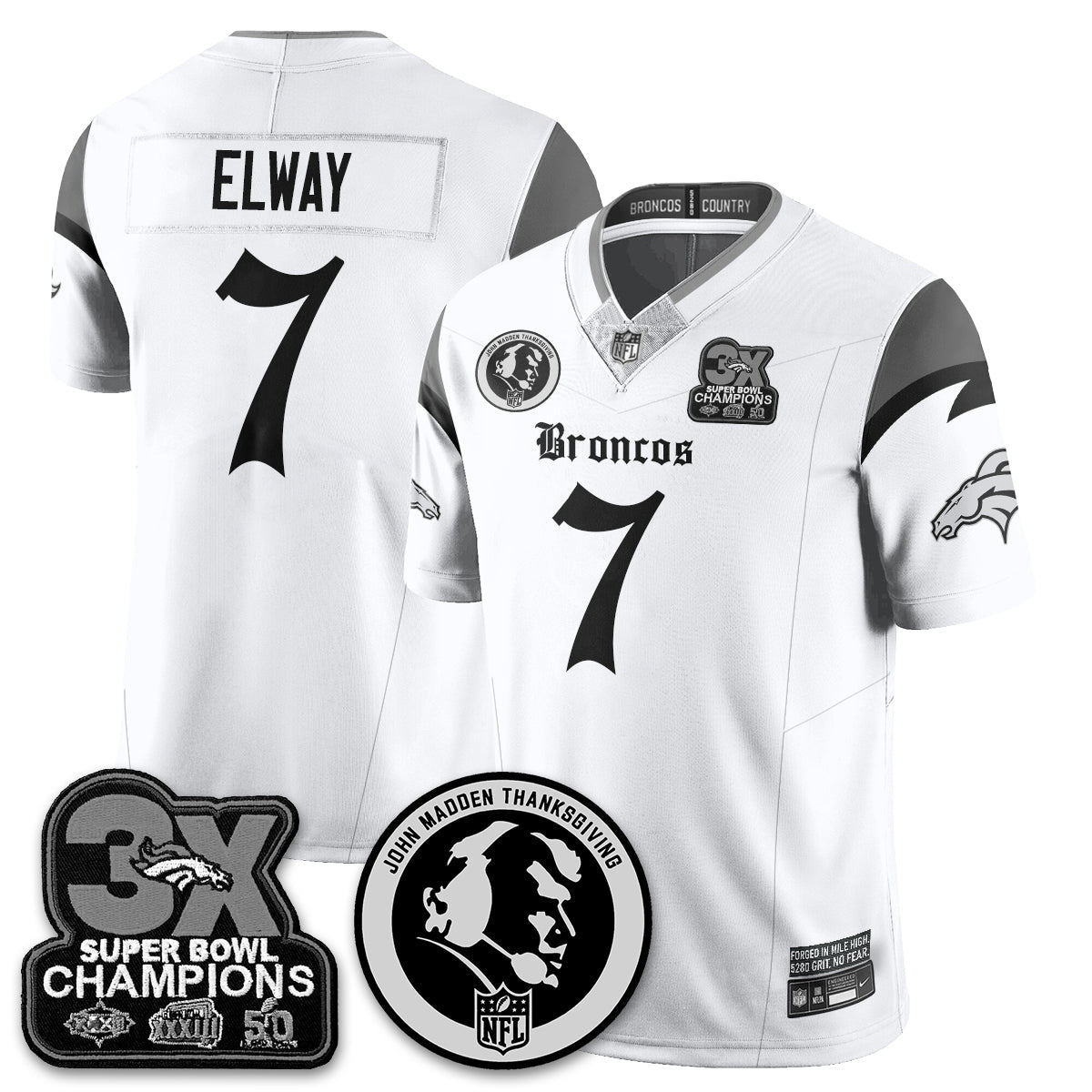 DEN Gothic 3x Champions Vapor Limited Jersey - John Madden Patch - All Stitched