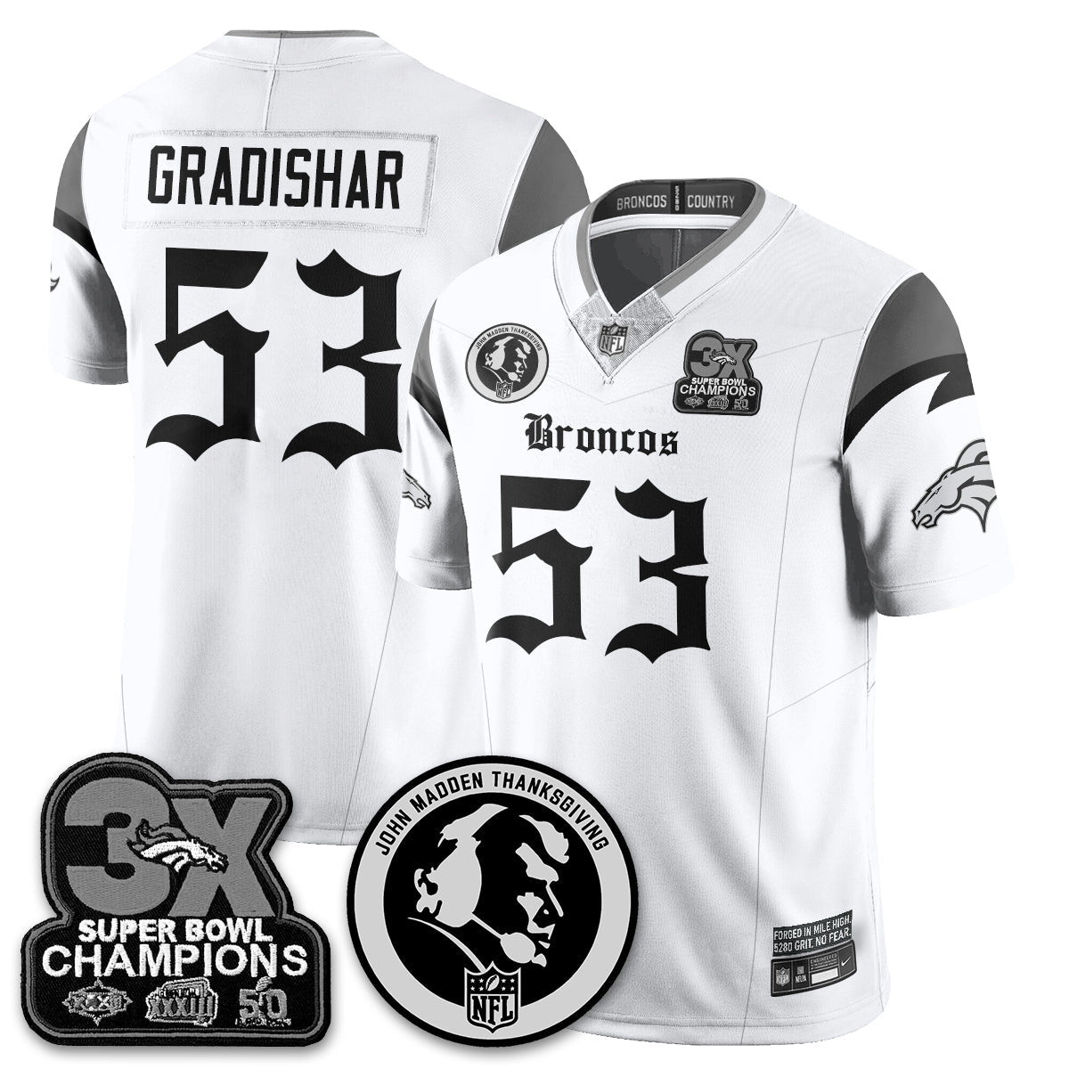 DEN Gothic 3x Champions Vapor Limited Jersey - John Madden Patch - All Stitched