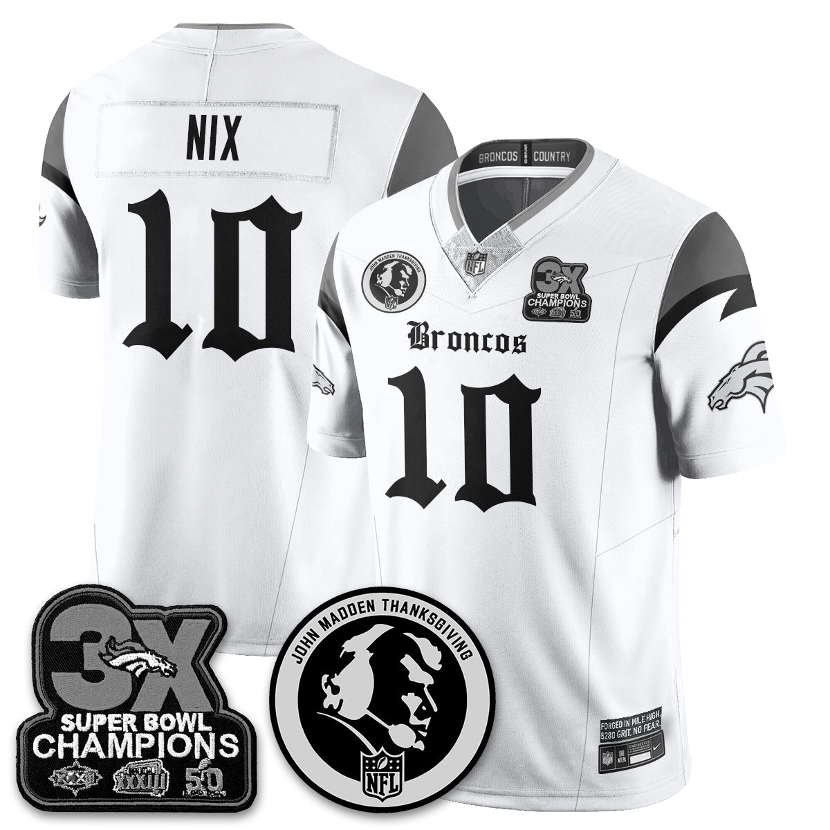 DEN Gothic 3x Champions Vapor Limited Jersey - John Madden Patch - All Stitched