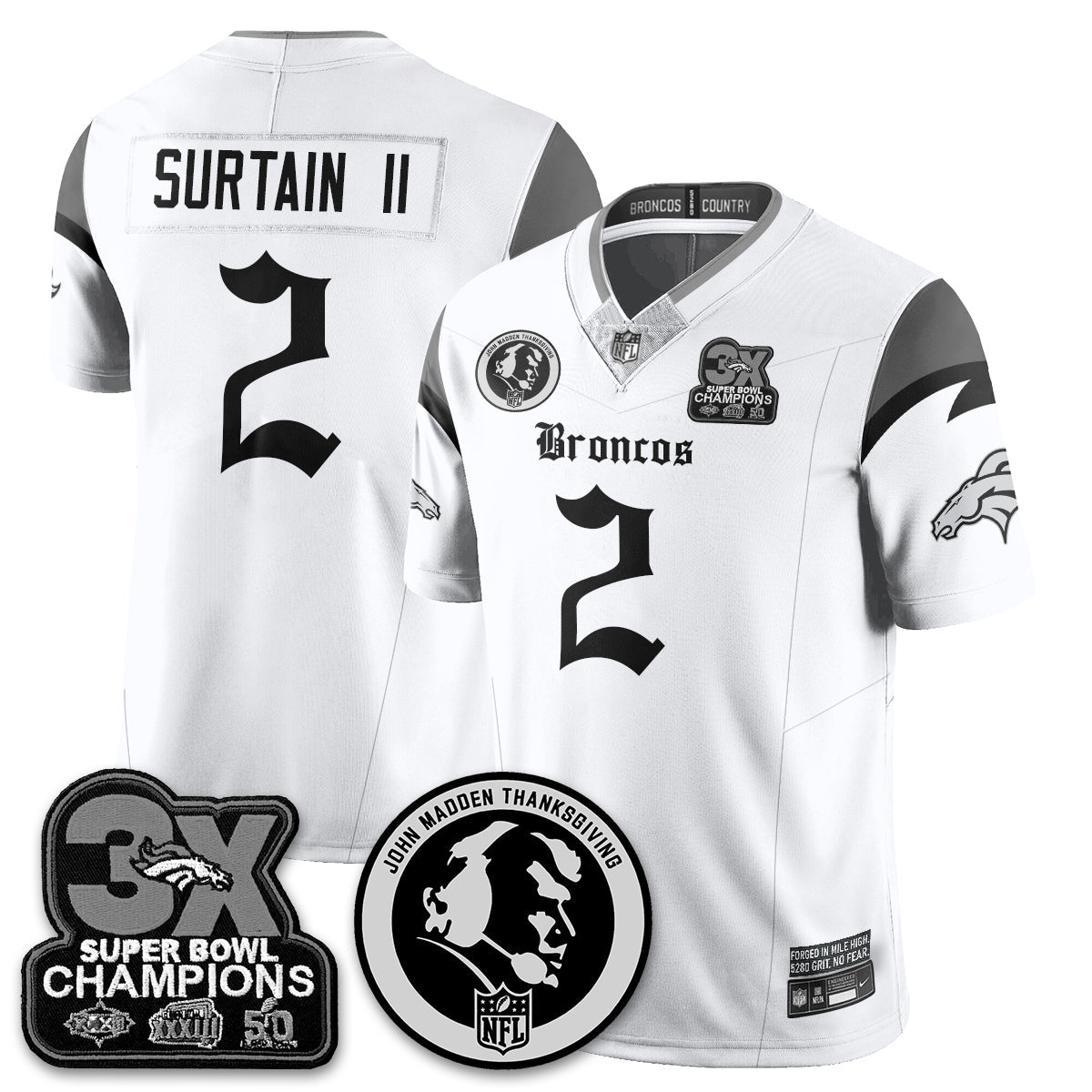 DEN Gothic 3x Champions Vapor Limited Jersey - John Madden Patch - All Stitched