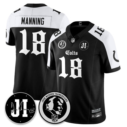 IND Gothic Vapor Limited Jersey - John Madden, Jim Irsay Patch - All Stitched