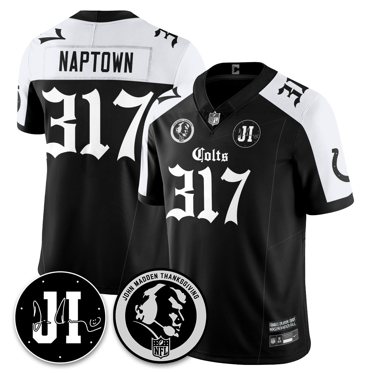 IND Gothic Vapor Limited Jersey - John Madden, Jim Irsay Patch - All Stitched