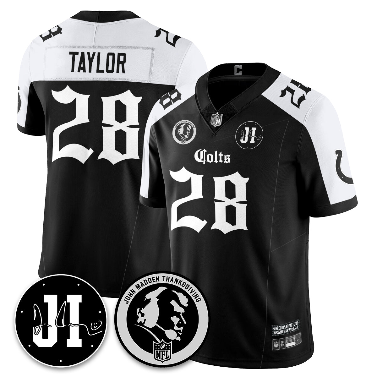 IND Gothic Vapor Limited Jersey - John Madden, Jim Irsay Patch - All Stitched