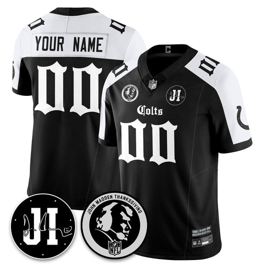 IND Gothic Vapor Limited Custom Jersey - John Madden, Jim Irsay Patch - All Stitched