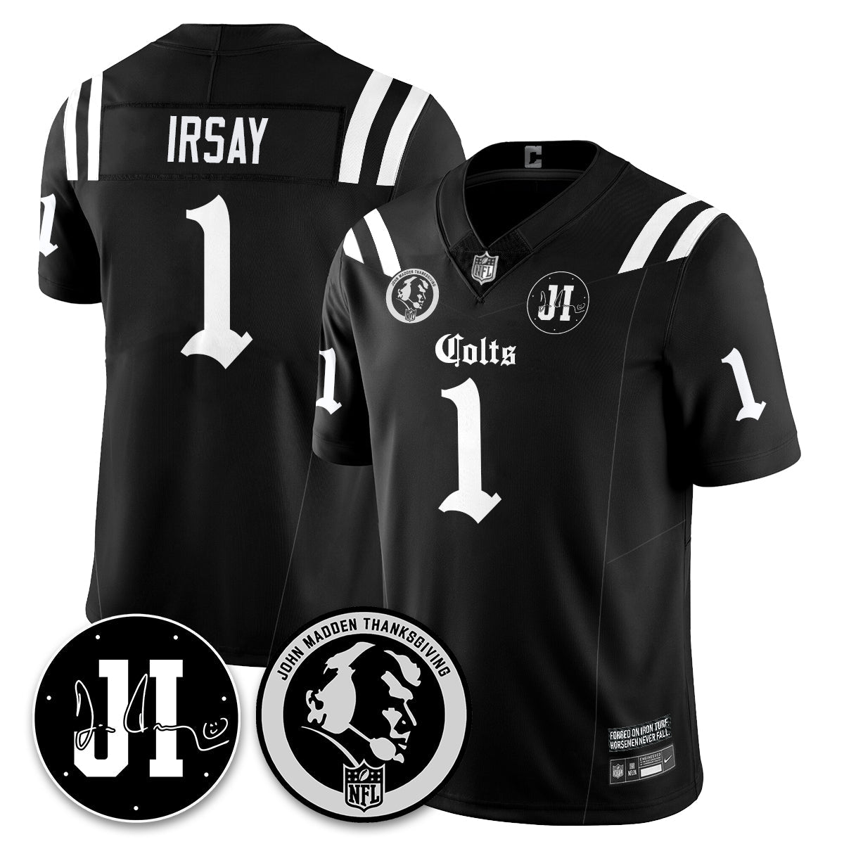 IND Gothic Vapor Limited Jersey - John Madden, Jim Irsay Patch - All Stitched
