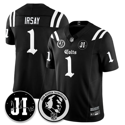 IND Gothic Vapor Limited Jersey - John Madden, Jim Irsay Patch - All Stitched