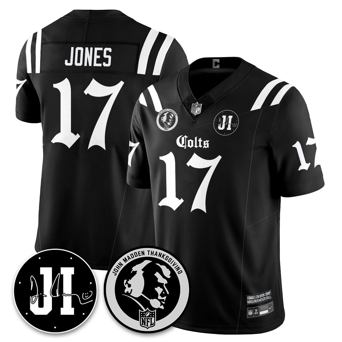 IND Gothic Vapor Limited Jersey - John Madden, Jim Irsay Patch - All Stitched