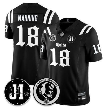 IND Gothic Vapor Limited Jersey - John Madden, Jim Irsay Patch - All Stitched