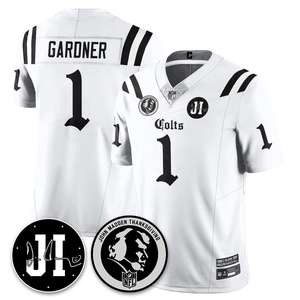 IND Gothic Vapor Limited Jersey - John Madden, Jim Irsay Patch - All Stitched