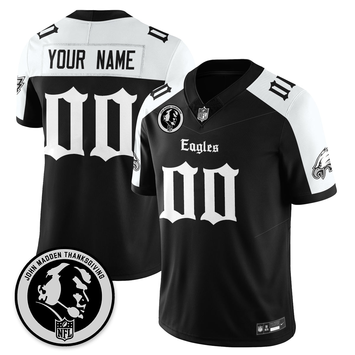 Custom PHI Gothic Vapor Limited Jersey - John Madden Patch - All Stitched