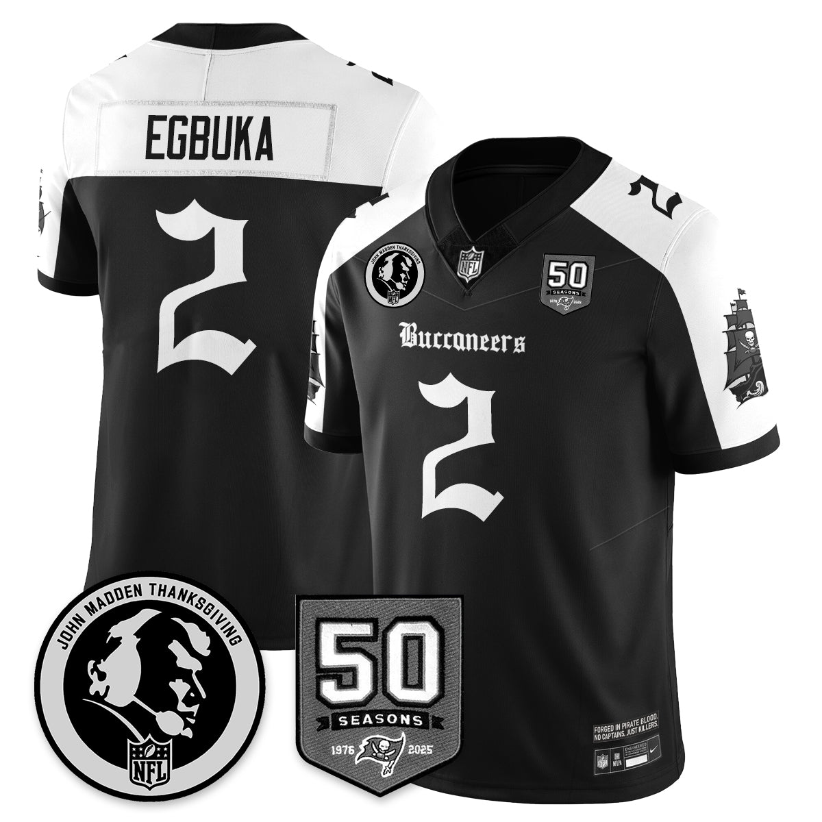TB Gothic Vapor Limited Jersey - John Madden Patch - All Stitched