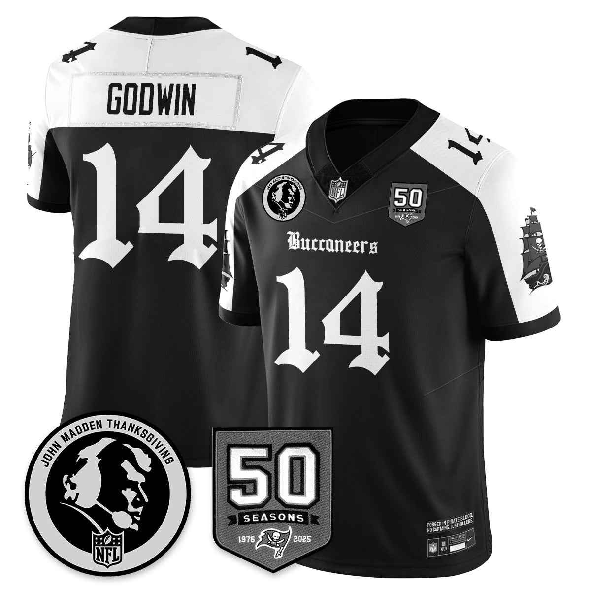 TB Gothic Vapor Limited Jersey - John Madden Patch - All Stitched