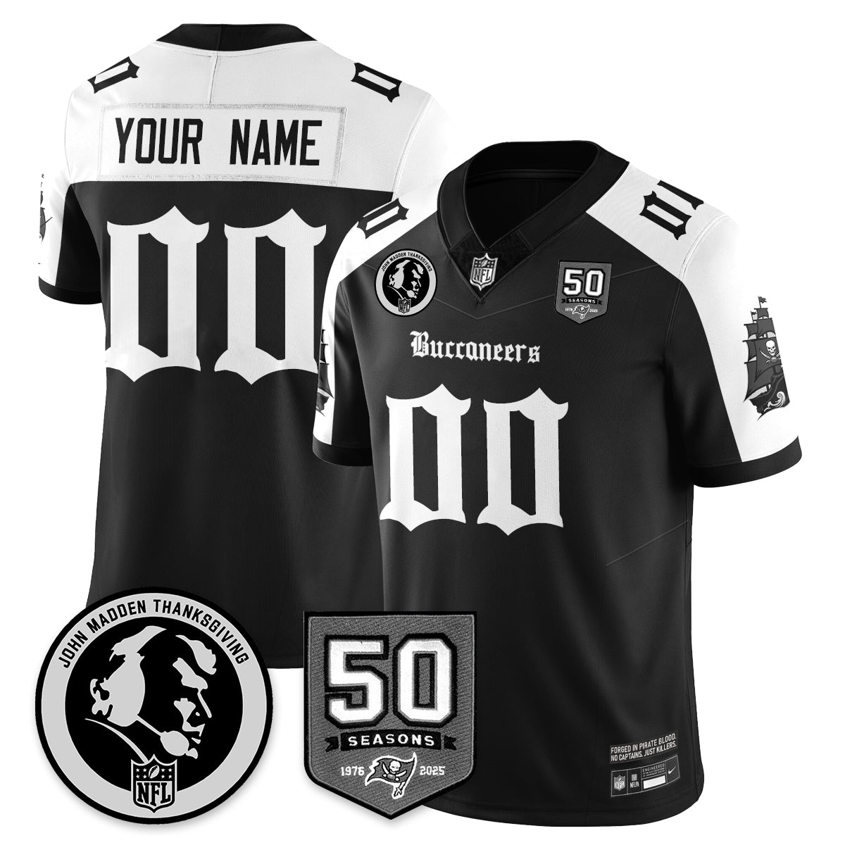 TB Gothic Vapor Limited Jersey - John Madden Patch - All Stitched