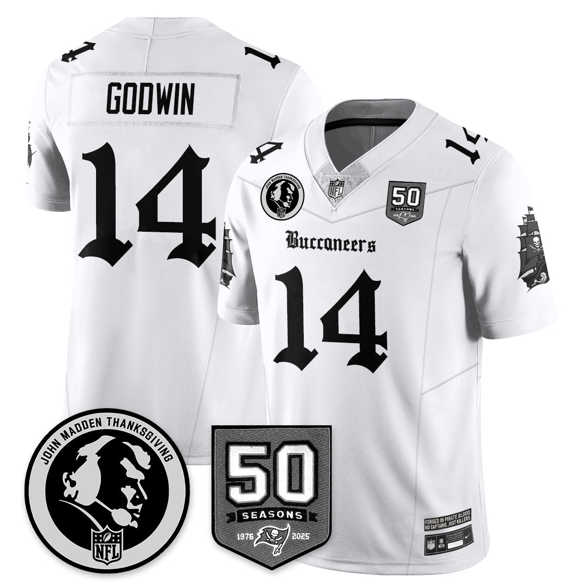 TB Gothic Vapor Limited Jersey - John Madden Patch - All Stitched