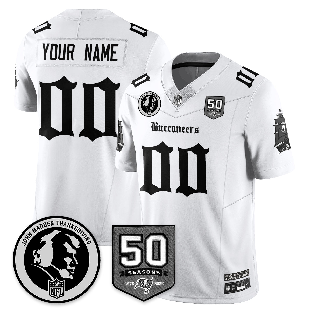Custom TB Gothic Vapor Limited Jersey - John Madden Patch - All Stitched