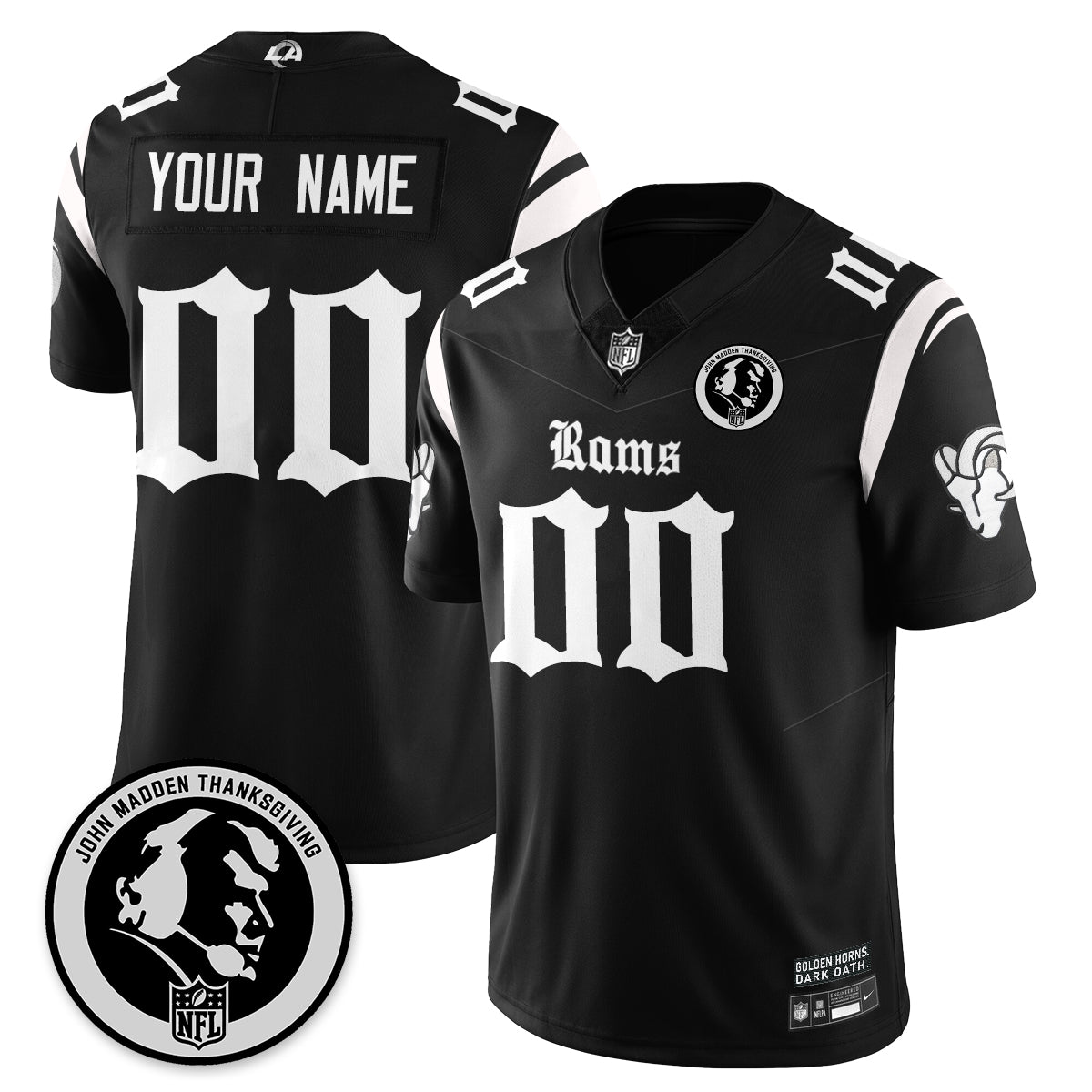 LAR Gothic Vapor Limited Custom Jersey - John Madden Patch - All Stitched