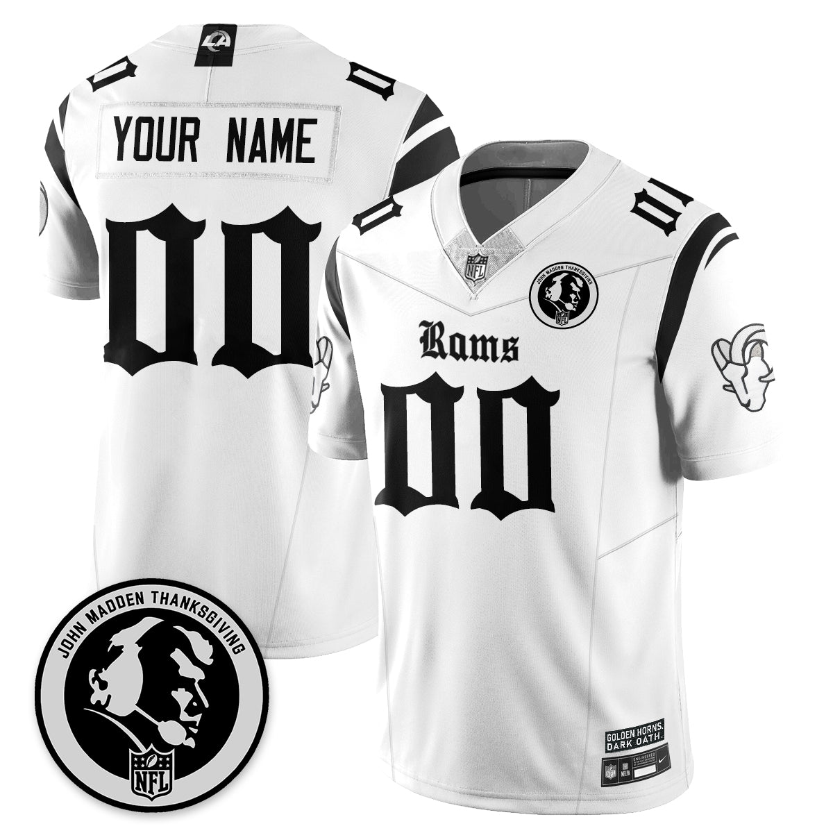 LAR Gothic Vapor Limited Custom Jersey - John Madden Patch - All Stitched