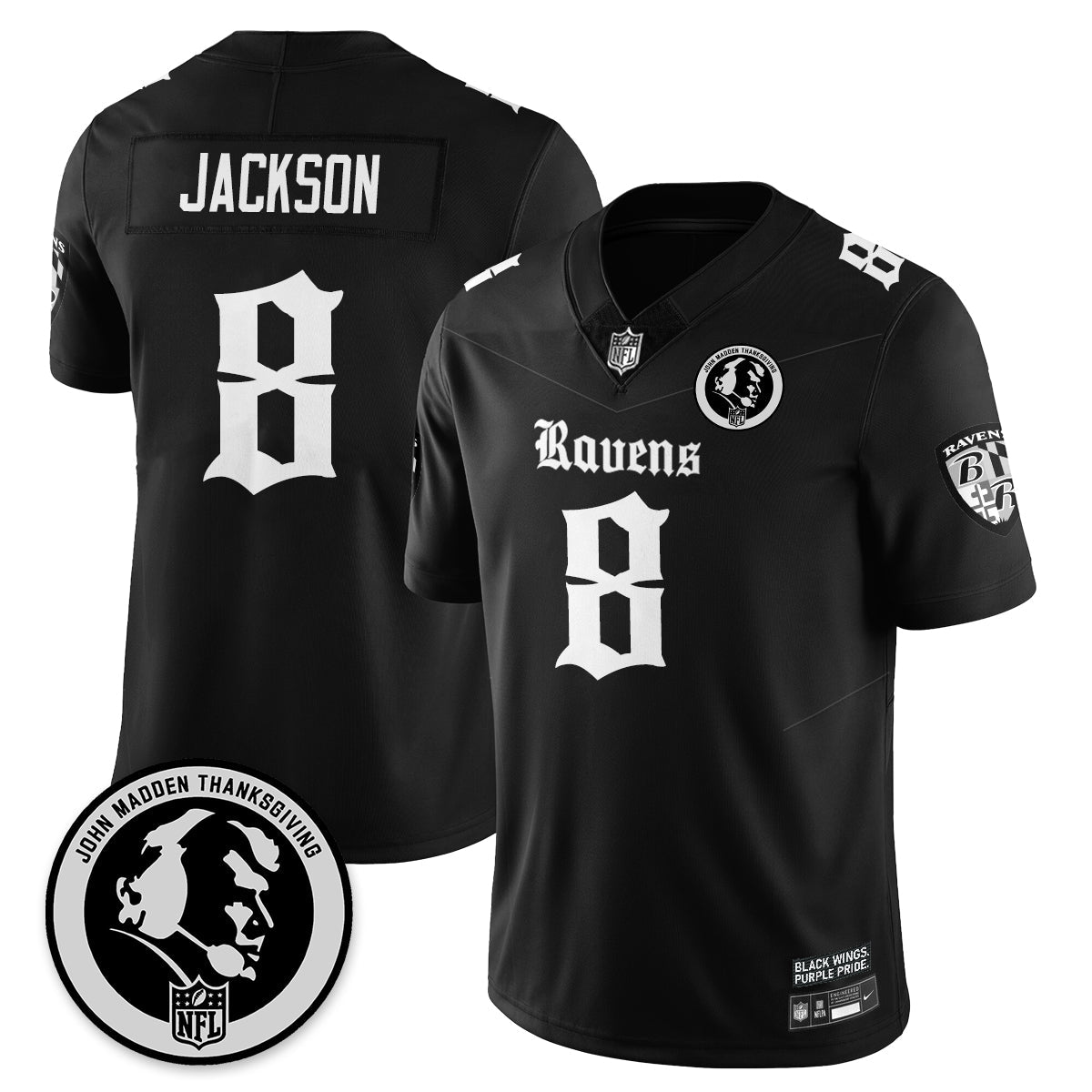 BAL Gothic Vapor Limited Jersey - John Madden Patch - All Stitched