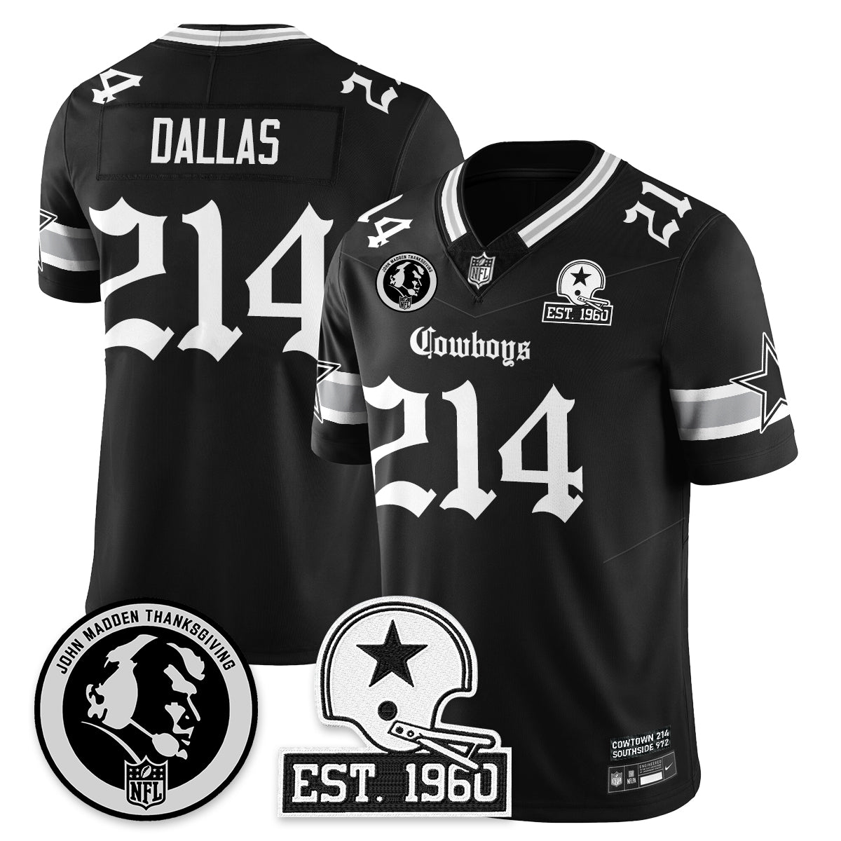 DAL Gothic Vapor Limited Jersey - John Madden Patch - All Stitched