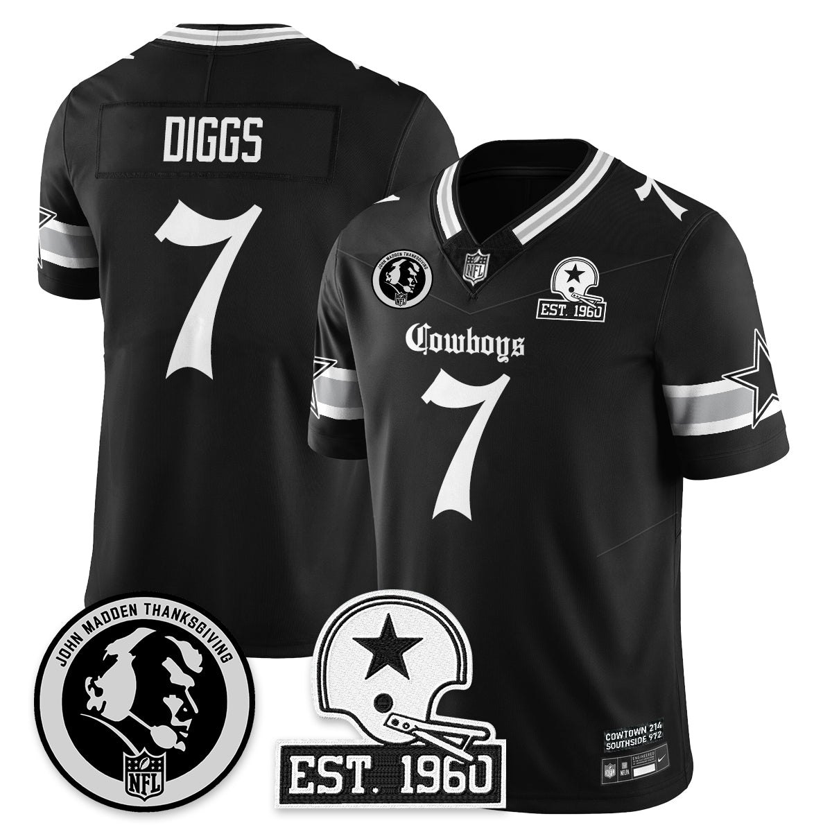 DAL Gothic Vapor Limited Jersey - John Madden Patch - All Stitched