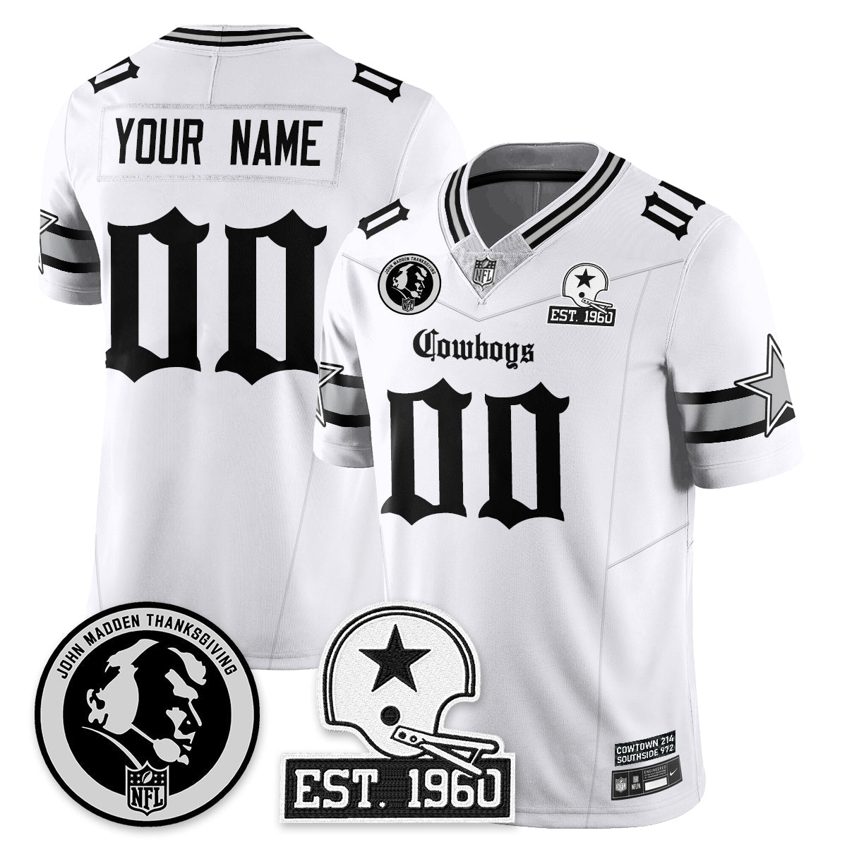 DAL Gothic Vapor Limited Custom Jersey - John Madden Patch - All Stitched