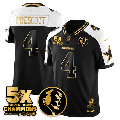 DAL 5-Time Champions Vapor Limited Gold Jersey - John Madden Patch - All Stitched