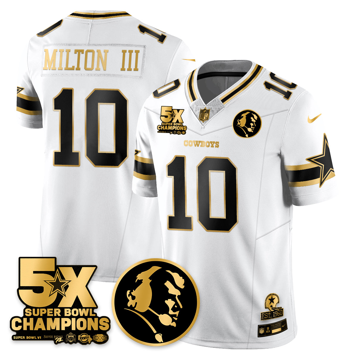 DAL 5-Time Champions Vapor Limited Gold Jersey - John Madden Patch - All Stitched