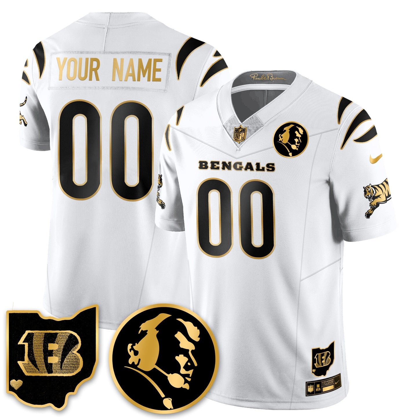 CIN Vapor Limited Gold Custom Jersey - John Madden Patch - All Stitched