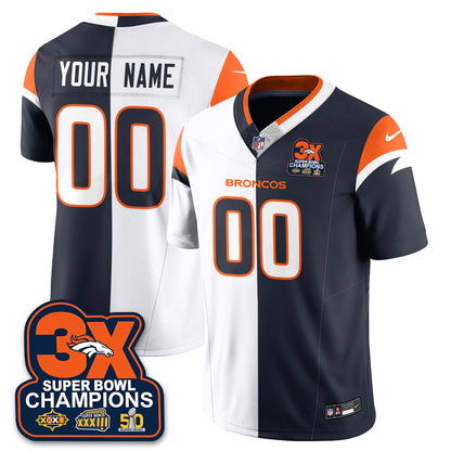 Custom DEN 3-Time Champions Patch Vapor Limited Split Jersey - All Stitched