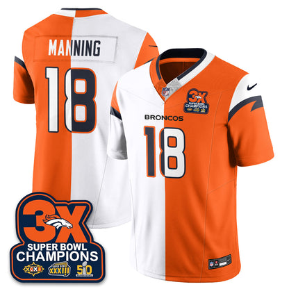 DEN 3-Time Champions Patch Vapor Limited Split Jersey - All Stitched