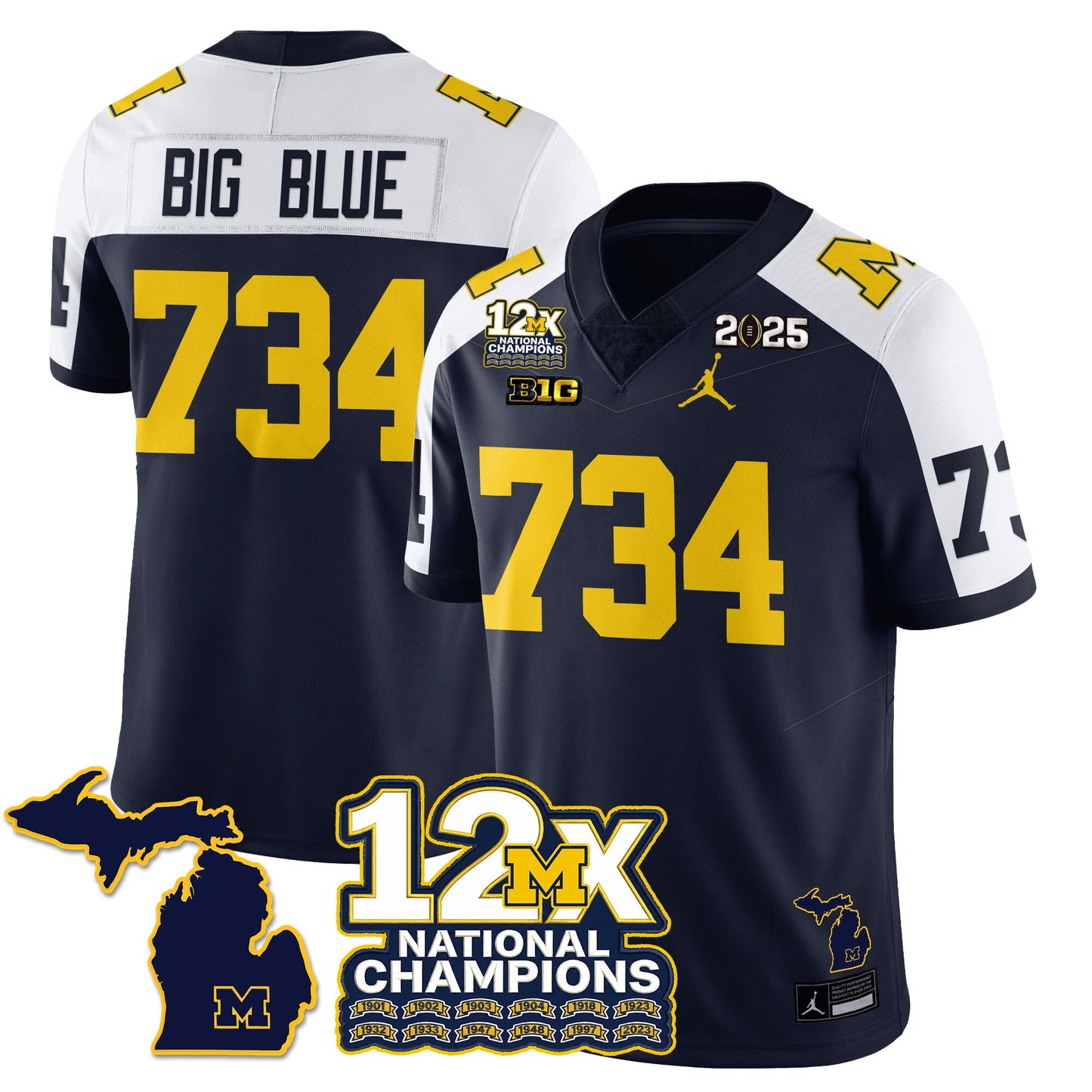 MICH 12x-Time National Champions Vapor Limited Football Jersey - All Stitched
