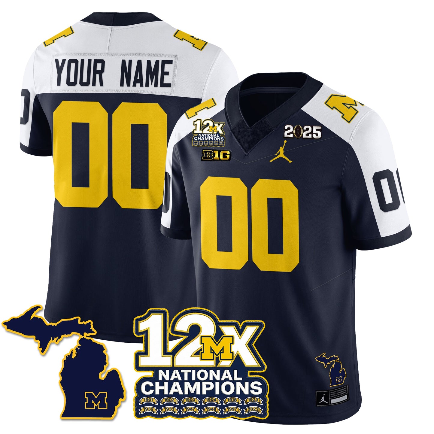 MICH 12x-Time National Champions Vapor Limited Football Jersey - All Stitched