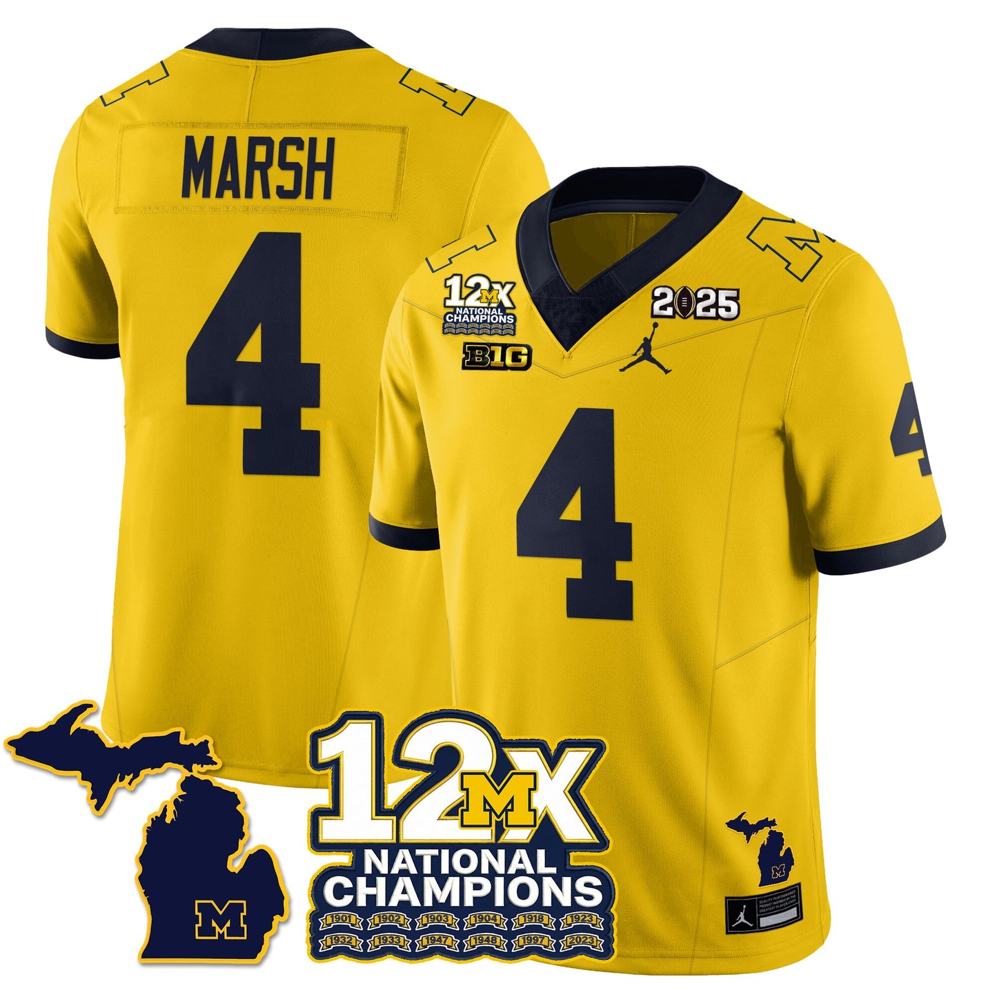 MICH 12x-Time National Champions Vapor Limited Football Jersey - All Stitched