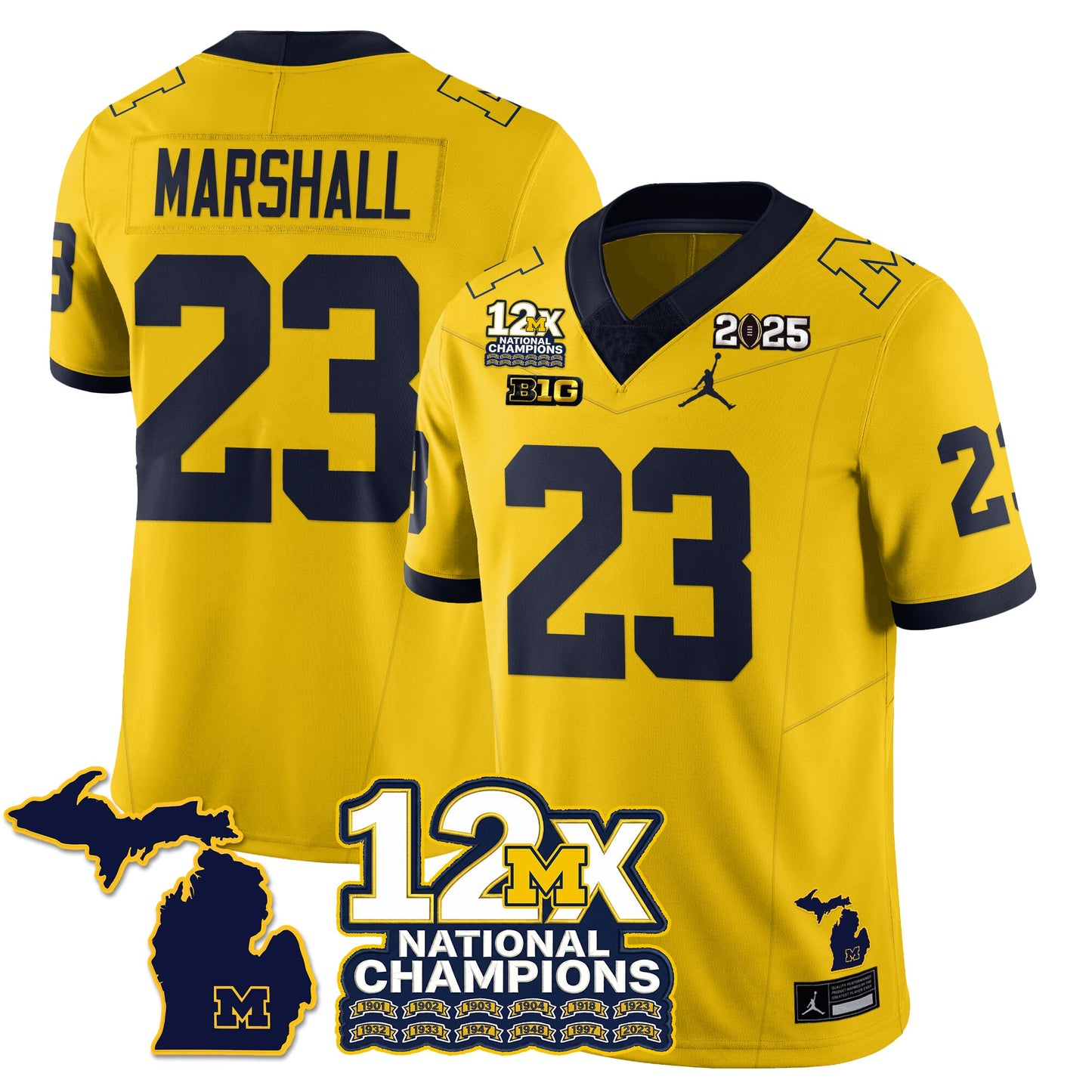 MICH 12x-Time National Champions Vapor Limited Football Jersey - All Stitched