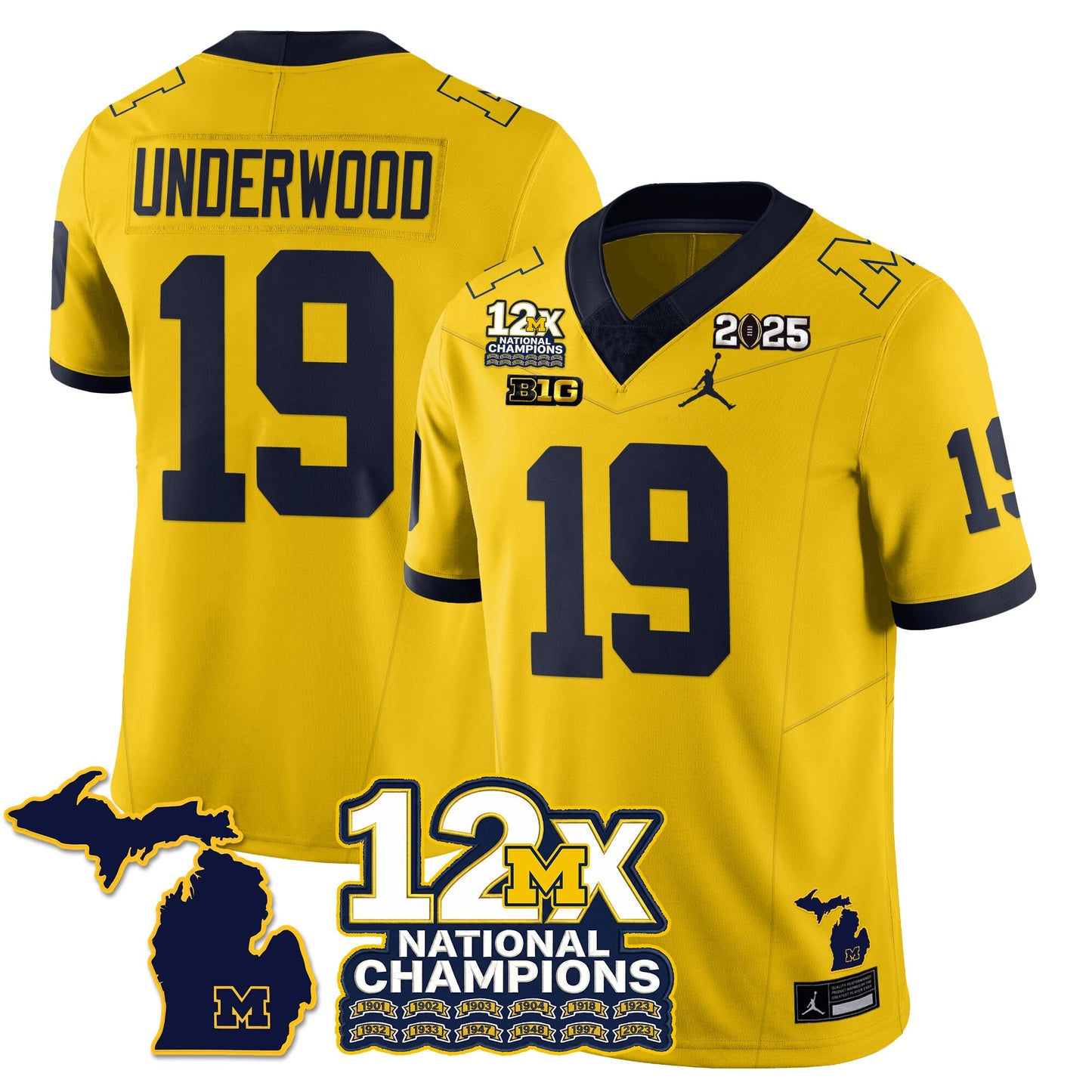 MICH 12x-Time National Champions Vapor Limited Football Jersey - All Stitched