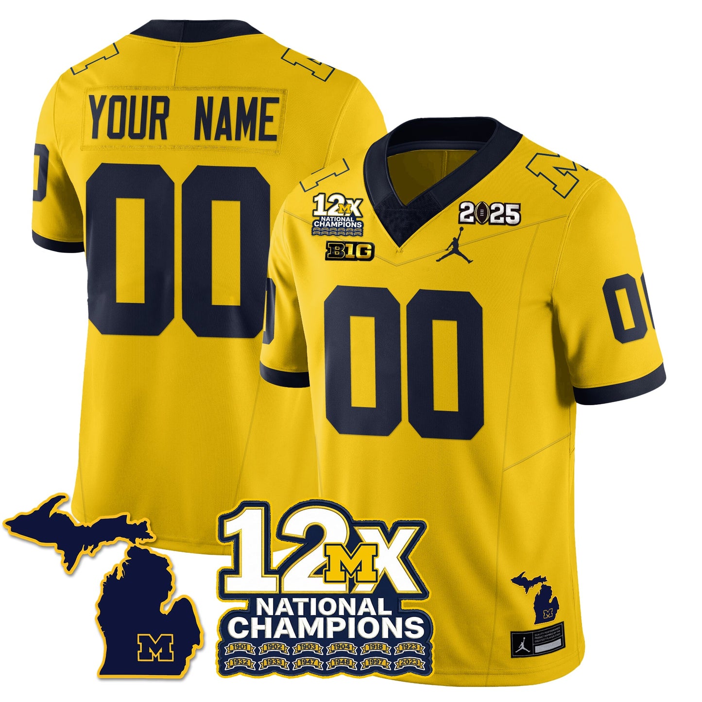 MICH 12x-Time National Champions Vapor Limited Football Jersey - All Stitched