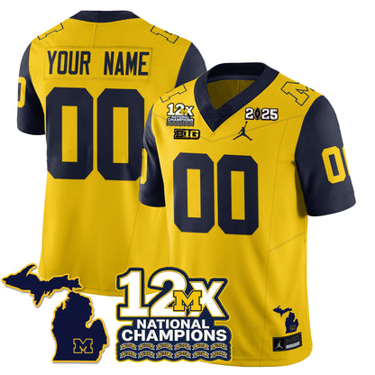 Custom MICH 12x-Time National Champions Vapor Limited Football Jersey - All Stitched